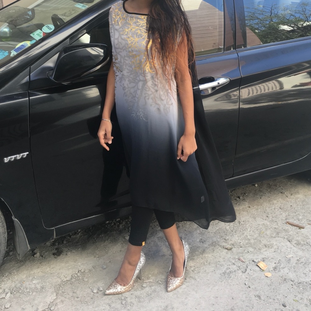 Elegant Black and Gold Ombre Dress